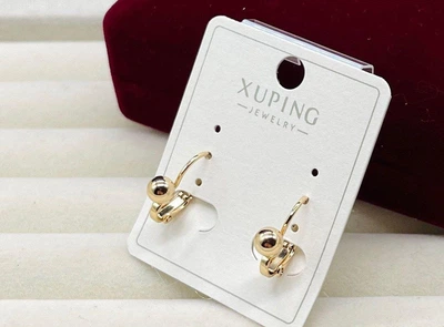 Сережки из медицинской стали Xuping гипоаллергенные сережки под золото с шариком подвесные серьги