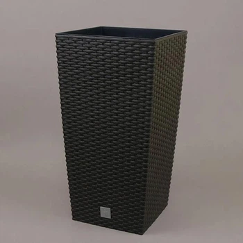 Горшок пластмассовый с вкладом Rato Square коричневый 17х17 см. (91151)