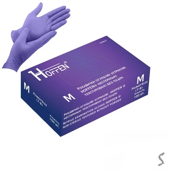 Перчатки нитриловые M Hoffen 3.5г нестерильные текстурированные 50пар/уп HFN-17302M