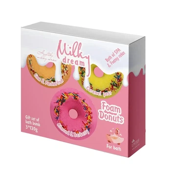 Подарочный набор пенных бомбочек для ванны Milky Dream "Пенни Donuts", 3 шт по 120 г