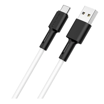 Кабель USB Borofone BX31 Silicone USB - Type C 3A Max для USB-C пристроїв, 1м, силіконове обплетення White