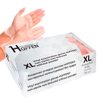 Перчатки виниловые XL Hoffen 5.0г нестерильные нетекстурированные 50пар/уп HFN-15402XL