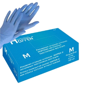 Перчатки нитриловые M Hoffen 3.2г нестерильные текстурированные 50пар/уп HFN-11301M