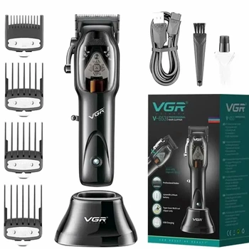 Аккумуляторная машинка для стрижки волос 10 Вт 250 г 4 насадки VGR V653 черная