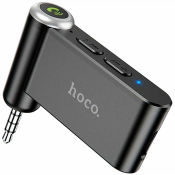 Автомобільний Bluetooth адаптер Hoco E58 AUX IN 140mAh чорний з мікрофоном та Type-C
