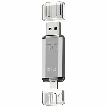Флешка USB Flash Drive T&G 32GB USB Type C Серебро для хранения данных корпус ABS пластик