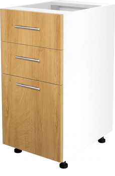 Тумба підлогова з шуфлядами Halmar VENTO D3S механізм Hettich front 40x82x52 см Дуб медовий/Білий (4022573502145)