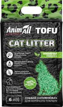 Наполнитель для кошачьего туалета AnimAll Тофу с ароматом зеленого чая Соевый комкующий 2.6 кг (6 л) (2000981103897/4820224500355)