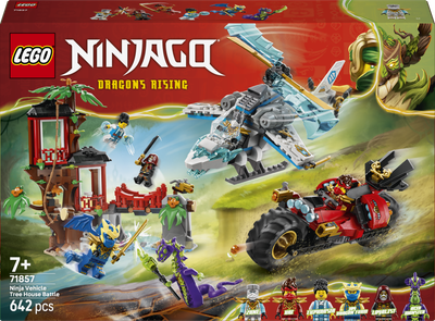 Zestaw klocków LEGO Ninjago Bitwa ninja: domek na drzewie z pojazdami 642 elementy (71857)