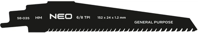 Полотно до шабельної пилки NEO Tools HM 152 x 24 x 1.2 мм 6/8 TPI 58-035 (5906692006199)