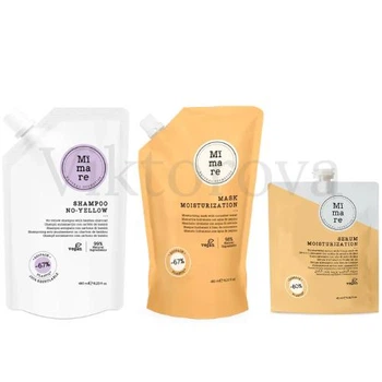 Набор против желтизны и для увлажнения волос Mimare: Шампунь Mimare No-Yellow Shampoo 480 мл + Маска Mimare Moisturization 480 мл + Серум Mimare Moisturization Serum 40 мл