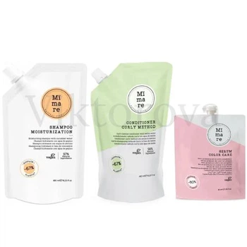 Набор для вьющихся волос Mimare: Шампунь Mimare Moisturization Shampoo 480 мл + Кондиционер Mimare Curly Method Conditioner 480 мл + Серум для защиты цвета Mimare Color Care 40 мл