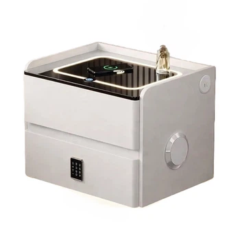Смарт-тумба YJXF01 (50х40х47см) з екошкіри з LED-підсвіткою, USB, датчик руху, бездротова зарядка, Bluetooth-аудіо, Біла