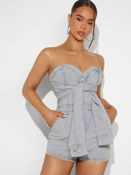Жіночий джинсовий комбінезон SHEIN 927212-1 XS блакитний (2000005317835)