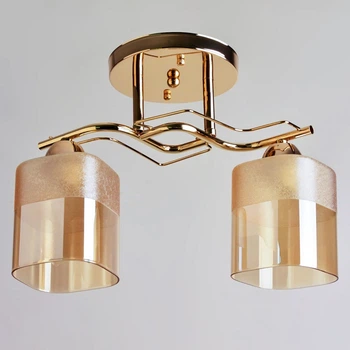 Люстра потолочная Light House SH-20462/2 FG 340*160*250 золото, плафоны янтарные