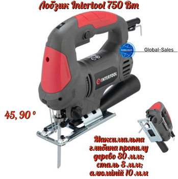 Лобзик Intertool 750 Вт (DT-0461) от 90⁰ до 45⁰ 3000 об/мин