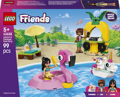 Конструктор LEGO Friends Вечірка біля басейну з єдинорогом та фламінго 99 деталей (42658)