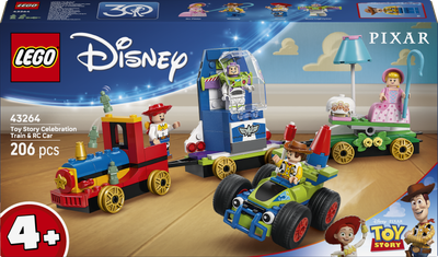 Zestaw klocków LEGO Disney Toy Story Wieczorny pociąg i samochód sterowany radiem 206 elementów (43264)