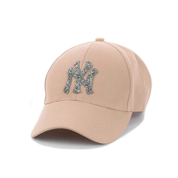 Женская молодежная кепка c блестящим патчем "NY" капучино