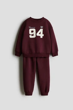 Детский теплый спортивный костюм (свитшот + брюки) для мальчика H&M 92 см Бордовый 1296447 (4821000406618)