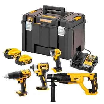 Акумуляторний ударний дриль-шурупокрут DeWALT DCD778, ударний гвинтокрут DCF787, перфоратор DCH133, ліхтарик DCL040, 2 акб 18V 5.0Ah, з/п, валіза TSTAK (DCK440P2T)
