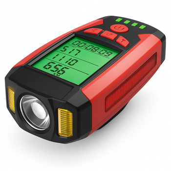 Велофара с компьютером и сигналом AS0808-XPG+2LED(yellow)+2COB(red), выносная кнопка