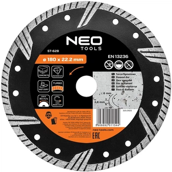 Диск алмазний Neo Tools Turbo 180 x 22.2 мм (5906692011544)