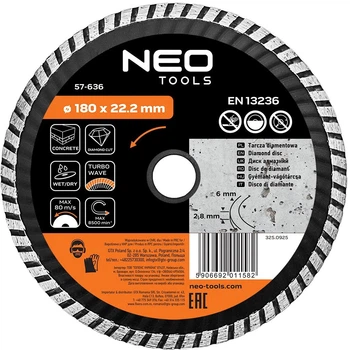 Диск алмазний Neo Tools Turbo Wave 180 x 22.2 мм (5906692011582)