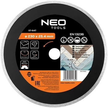 Диск алмазний Neo Tools 230 x 25.4 мм (5906692011650)