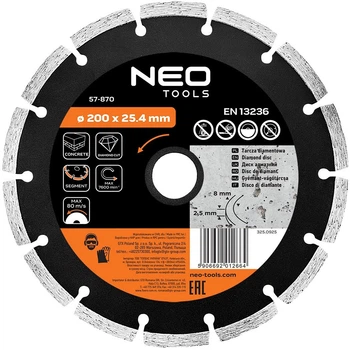 Диск алмазний Neo Tools 200 x 25.4 мм (5906692012664)