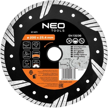 Диск алмазний Neo Tools Turbo 200 x 25.4 мм (5906692012671)