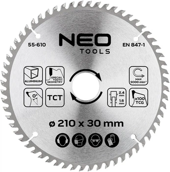 Диск побідитовий Neo Tools для пилки 210 x 30 мм (5906692004164)
