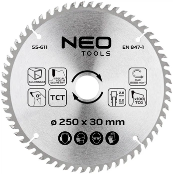 Диск побідитовий Neo Tools для пилки 250 x 30 мм (5906692004171)