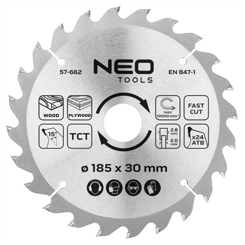 Диск побідитовий Neo Tools для пилки 185 x 30 мм (5906692011728)