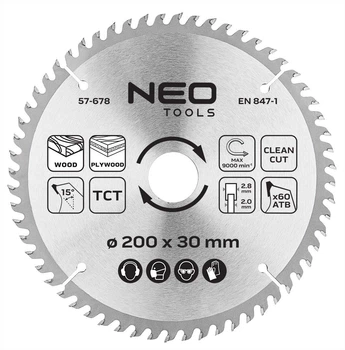 Диск побідитовий Neo Tools для пилки 200 x 30 мм (5906692011803)