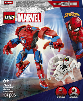 Zestaw klocków LEGO Super Heroes Marvel Mech Spider-Mana kontra Anti-Venom 107 elementów (76308)