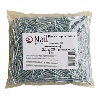 Цвяхи 3,1х25 покрівельні, DIN 1160 бп (уп.1кг) Nail (405334)
