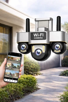Уличная Wi-Fi камера видеонаблюдения 15MP, 3 объектива Smart Net Camera SC28 V380 PRO