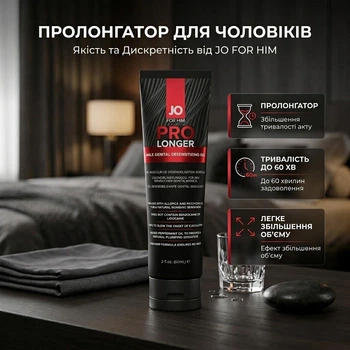 Чоловічий пролонгатор гель JO Prolonger Gel 60 мл пролонгуючий-гель на натуральній основі для подовження інтиму близькості без лідокаїну відтермінування фіналу забезпечує тривалий акт