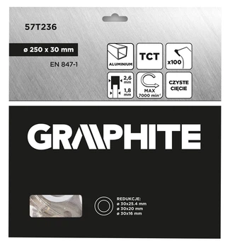 Диск победитовый Graphite для пилки 250 x 30 мм (5902062118660)