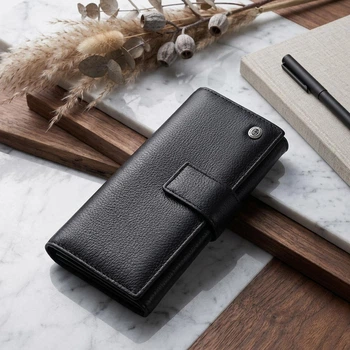 Женский кожаный кошелек для карт купюр и монет ST Leather bg225fash48 Черный