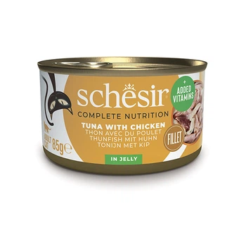 Влажный корм в желе натуральные консервы для котов Schesir Tuna Chicken тунец с филе курицы 85 г (750051)