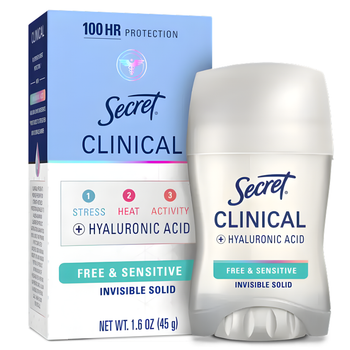 Secret Clinical Completely Clean Invisible Solid 45 г Антиперспирант-дезодорант для чувствительной кожи, до 100 часов защиты от интенсивного потоотделения