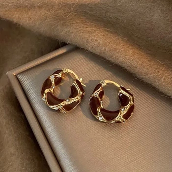 Серьги кольца текстурные 2х2 см золотистые