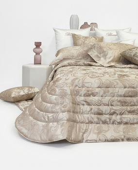 Комплект жакардове покривало Blumarine Lapis 270x270 та декоративна подушка 50 на 50 колір пудра