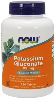 Калій Now Foods Potassium Gluconate 99 мг 250 таблеток (733739014627)