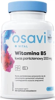 Witamina B5 Osavi Witamina B5 Kwas Pantotenowy 200 mg 180 kapsułek (5904139921173)