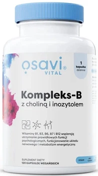 Witaminy z grupy B Osavi Kompleks-B z Choliną i Inozytolem 120 kapsułek (5904139921210)