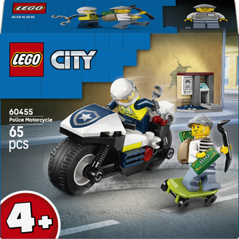 Zestaw klocków LEGO City Pościg na motocyklu policyjnym 65 elementy (60455)