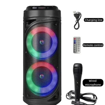 Колонка музыкальная портативная ZQS6212 20 Вт 2x6,5" Bluetooth USB TF FM с микрофоном и LED-дисплеем (8521)